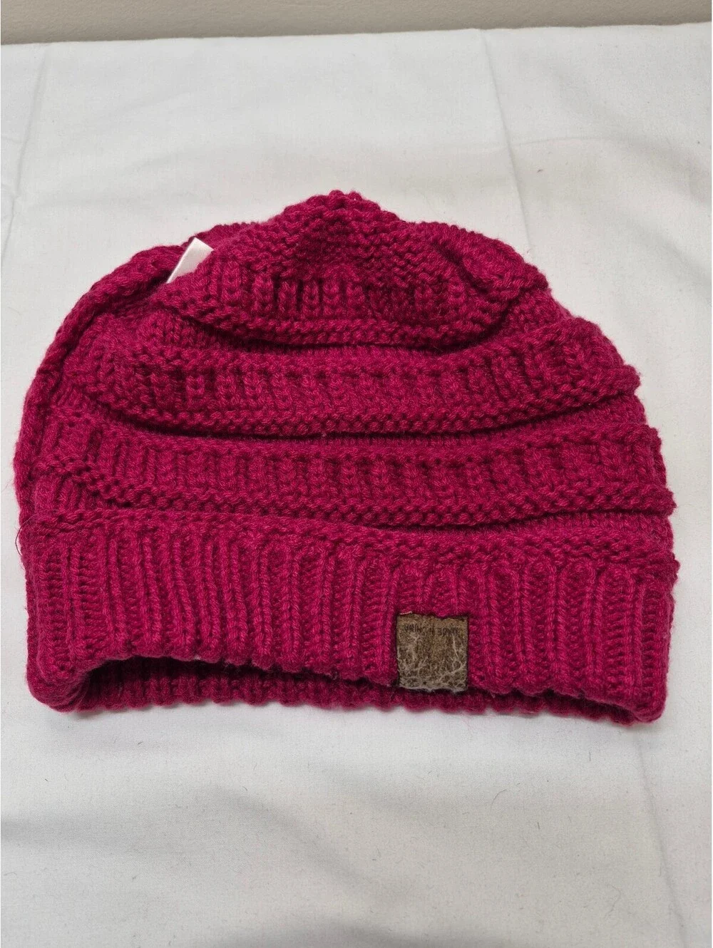 C.C Brand Fuchsia Pink Knit Beanie Hat, 100% Acrylic, One Size Fits All B472